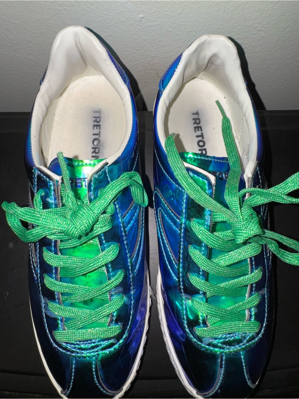Tretorn Women's Iridescent Blue-Green Lace-Up Sneaker Size 6.5 - Picture 5 of 9
